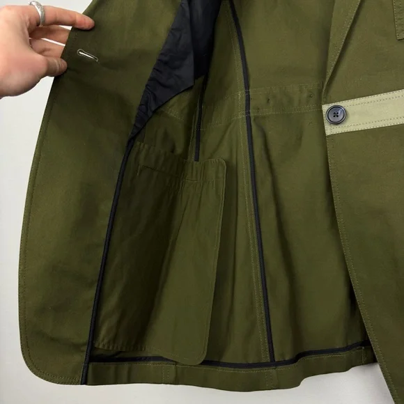 Loewe Green Colorblock Cotton Military Long Jacket - Picture 7 of 7